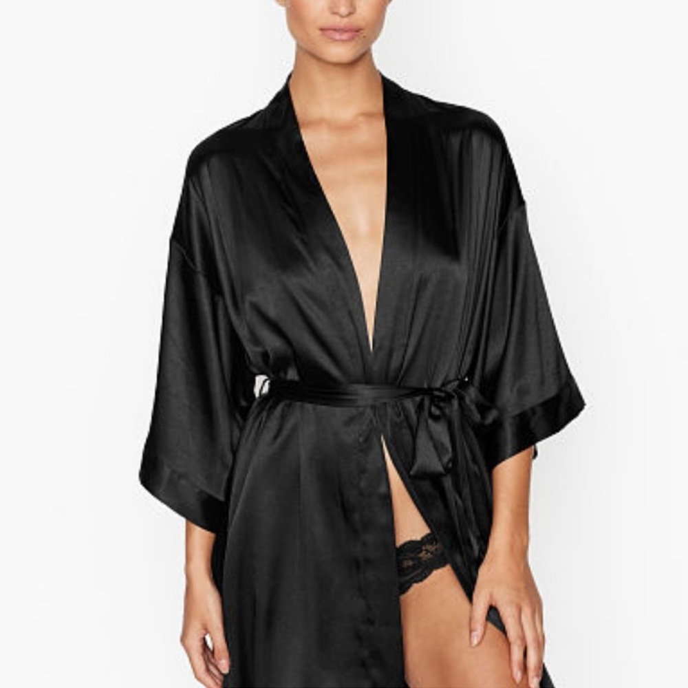 Victoria’s Secret Black Satin Robe